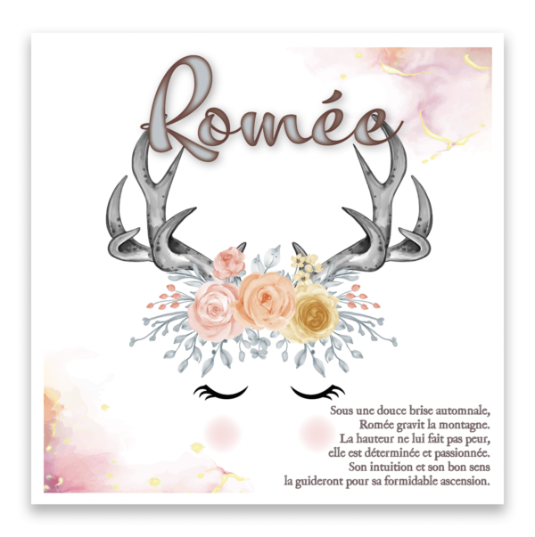 Le cerf romantique - affiche personnalisée prénom